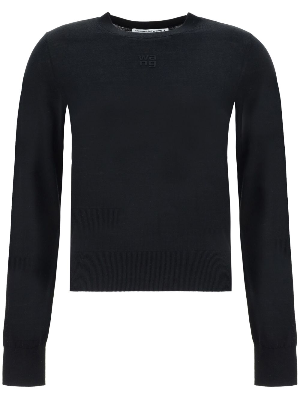 Alexander Wang logo嵌花针织羊毛毛衣 - 黑色