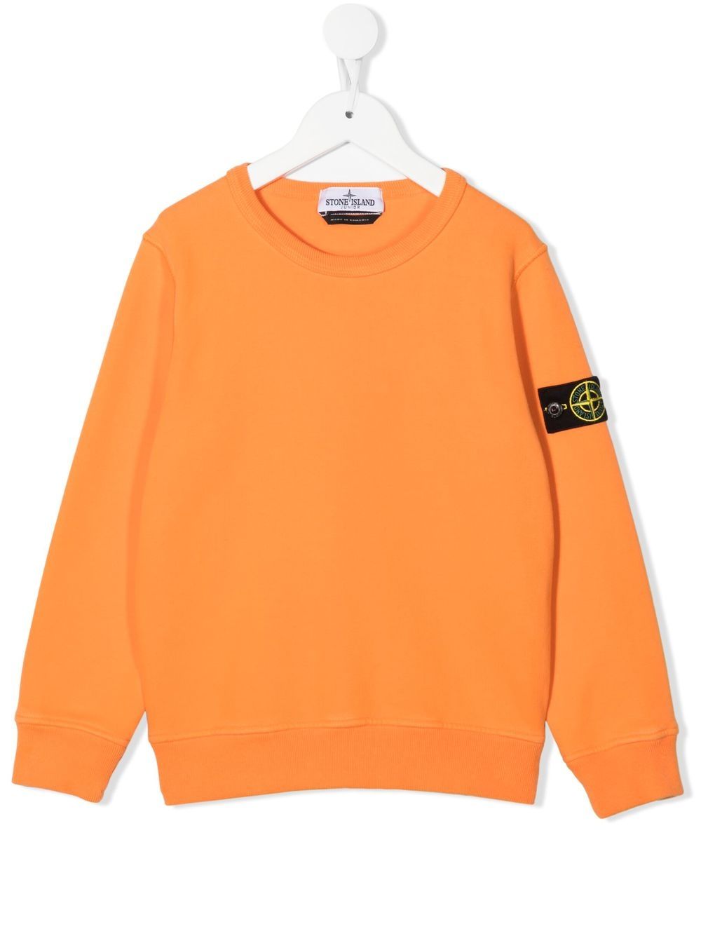 Stone Island Junior 标贴圆领卫衣 - 橘色