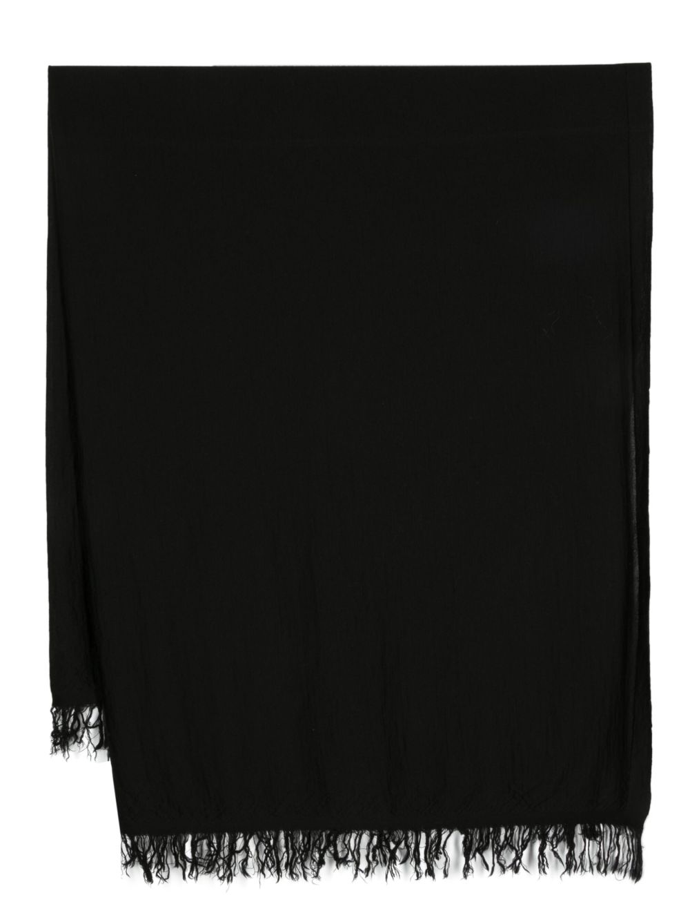 Rick Owens 流苏边针织羊毛围巾 - 黑色