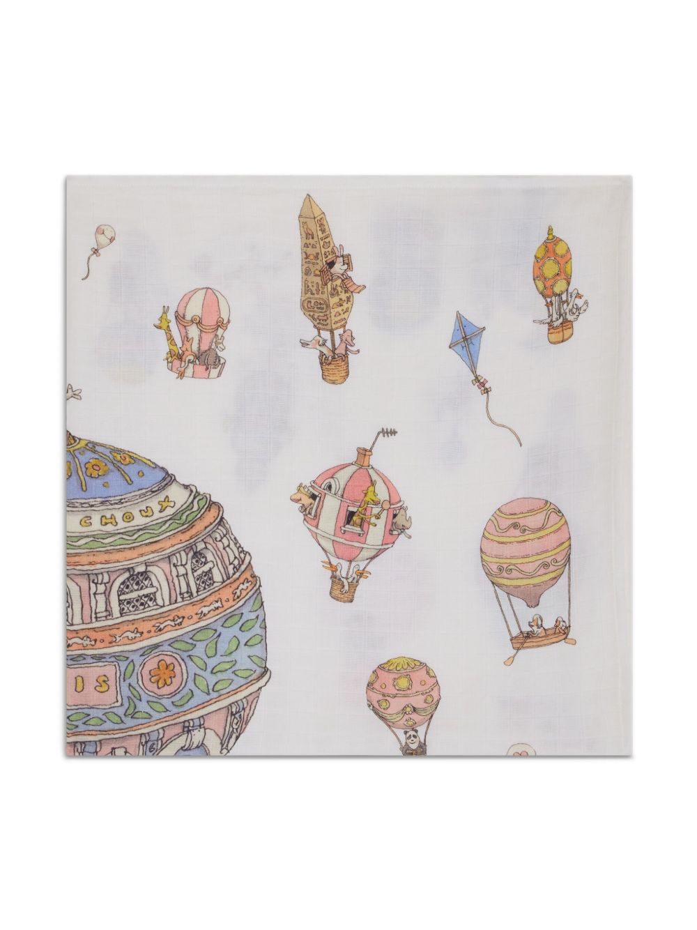 Atelier Choux 插画印花棉毯子 - 白色