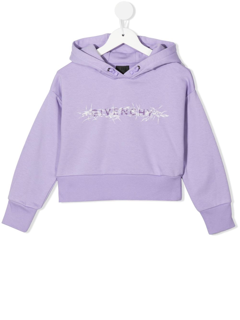Givenchy Kids 纪梵希 logo印花抽绳连帽衫 - 紫色
