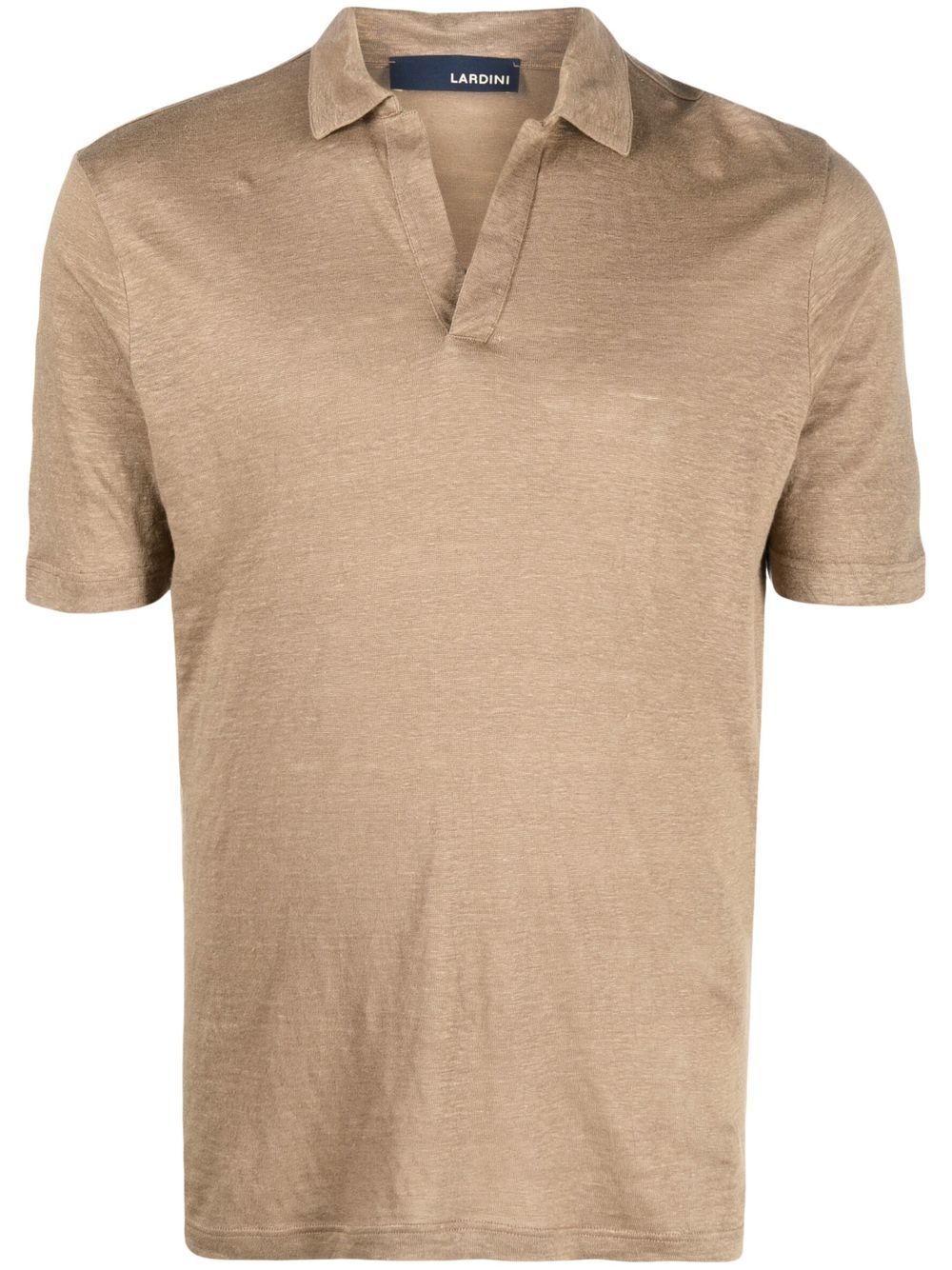 Lardini logo吊牌开衩领polo衫 - 褐色