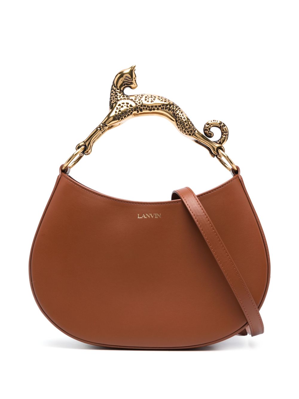 Lanvin Hobo Cat 小号皮质斜挎包 - 褐色