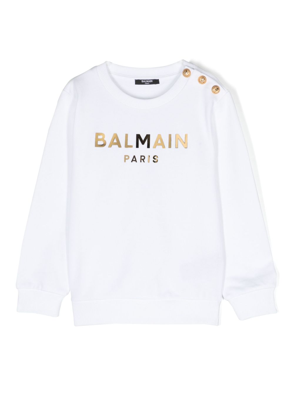 Balmain Kids logo印花棉卫衣 - 白色