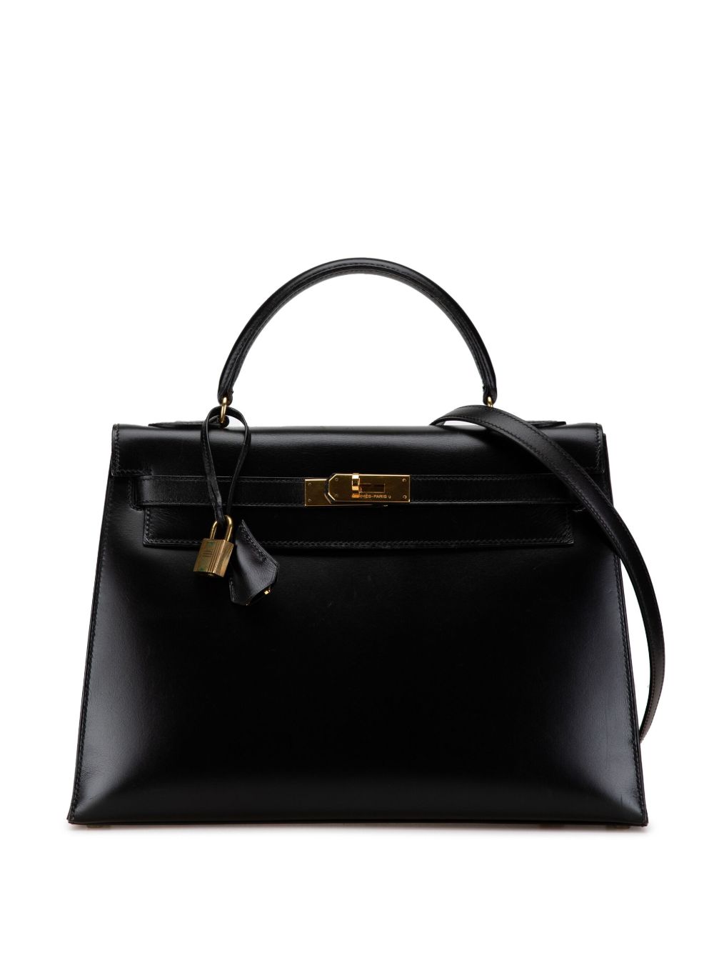 Hermès Pre-Owned Box Calf Kelly Sellier 32 斜挎包（1987年典藏款） - 黑色