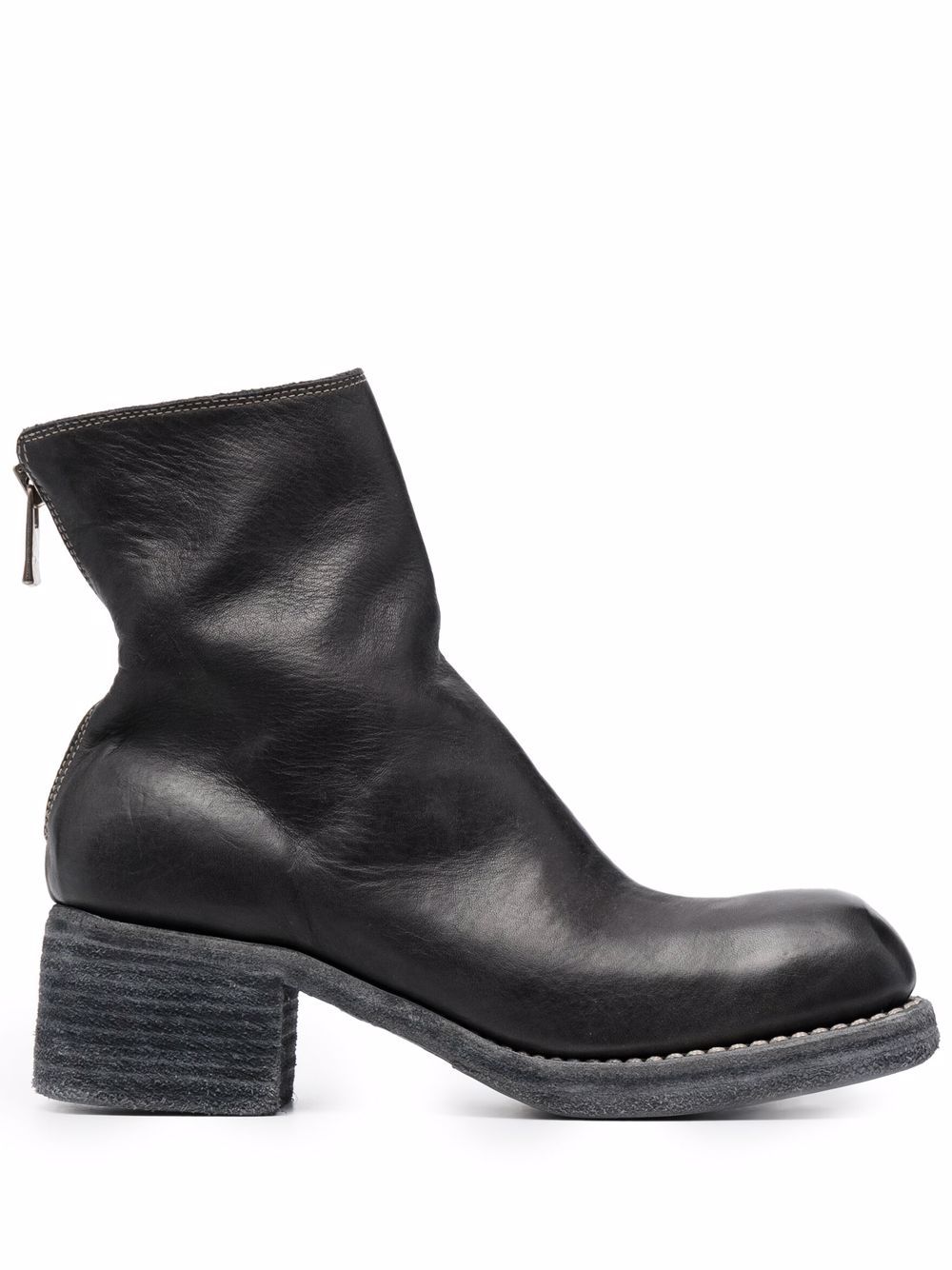 Guidi 拉链及踝靴 - 黑色