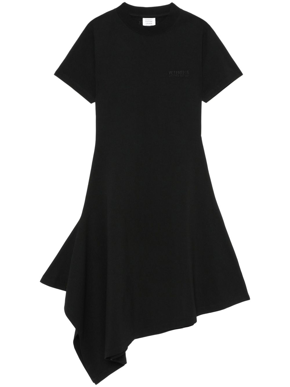VETEMENTS logo印花不对称连衣裙 - 黑色