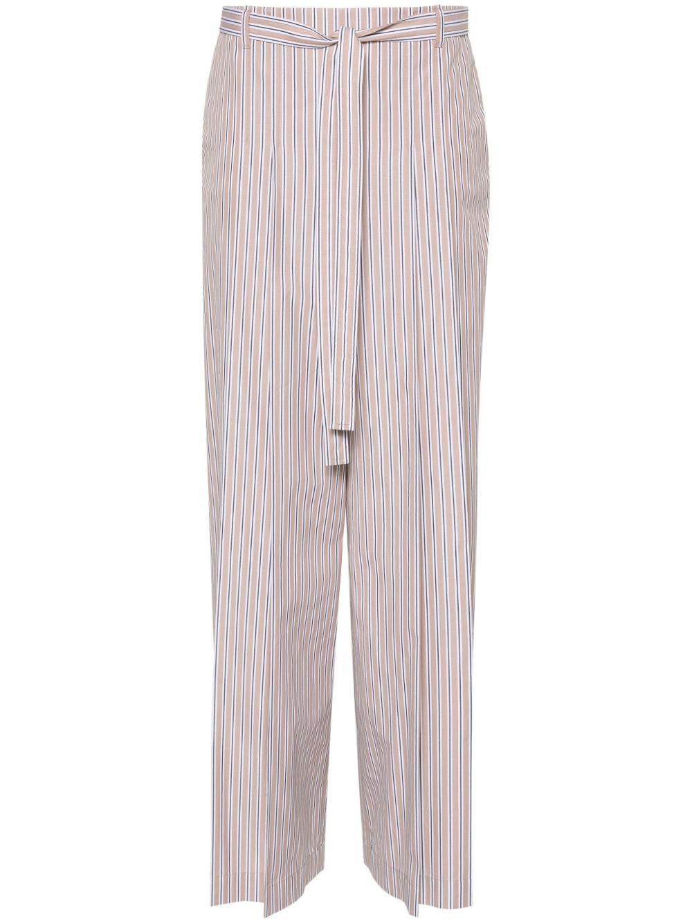 Alberta Ferretti 条纹褶饰阔腿裤 - 中性色
