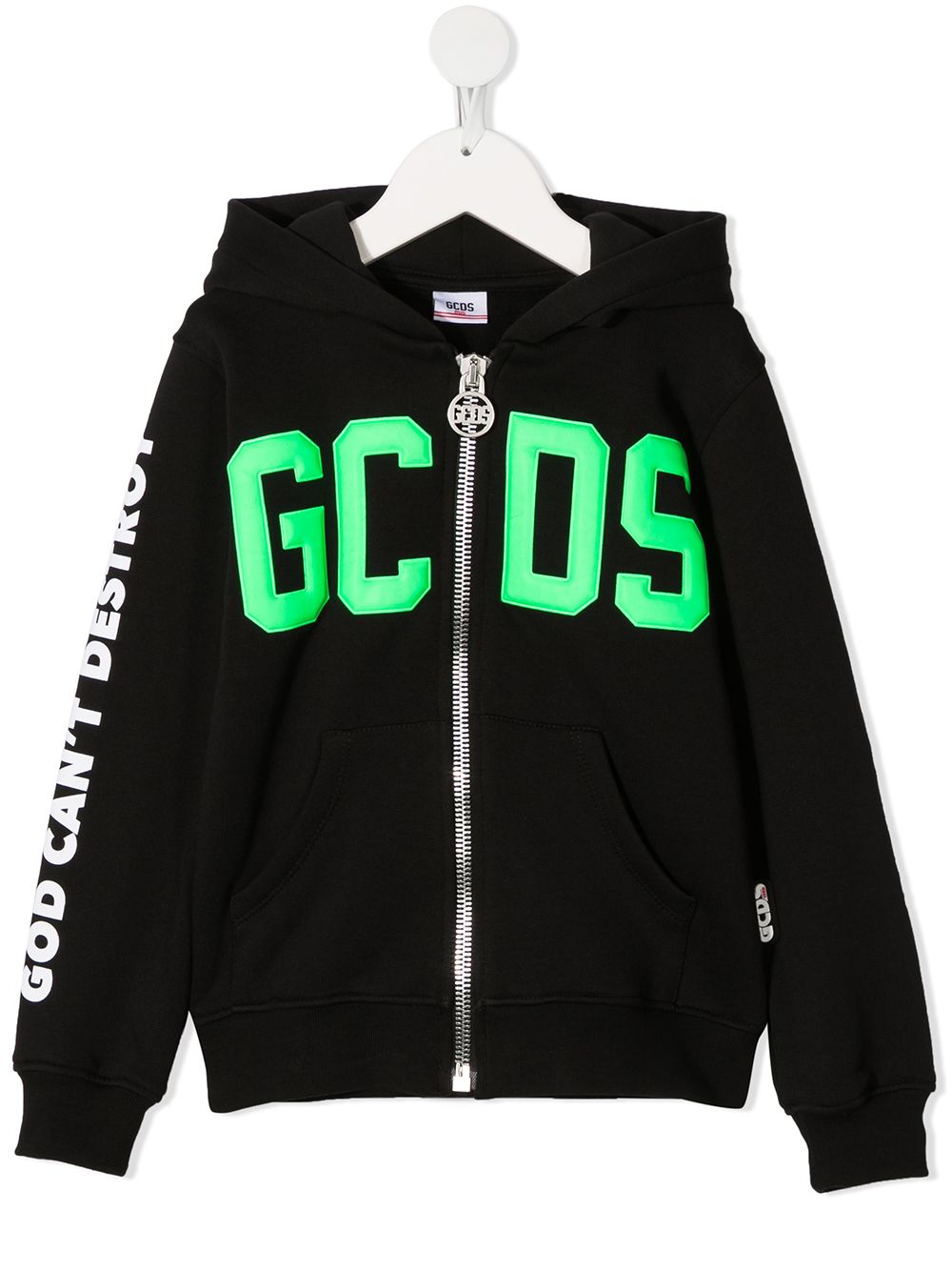 Gcds Kids logo印花连帽衫 - 黑色