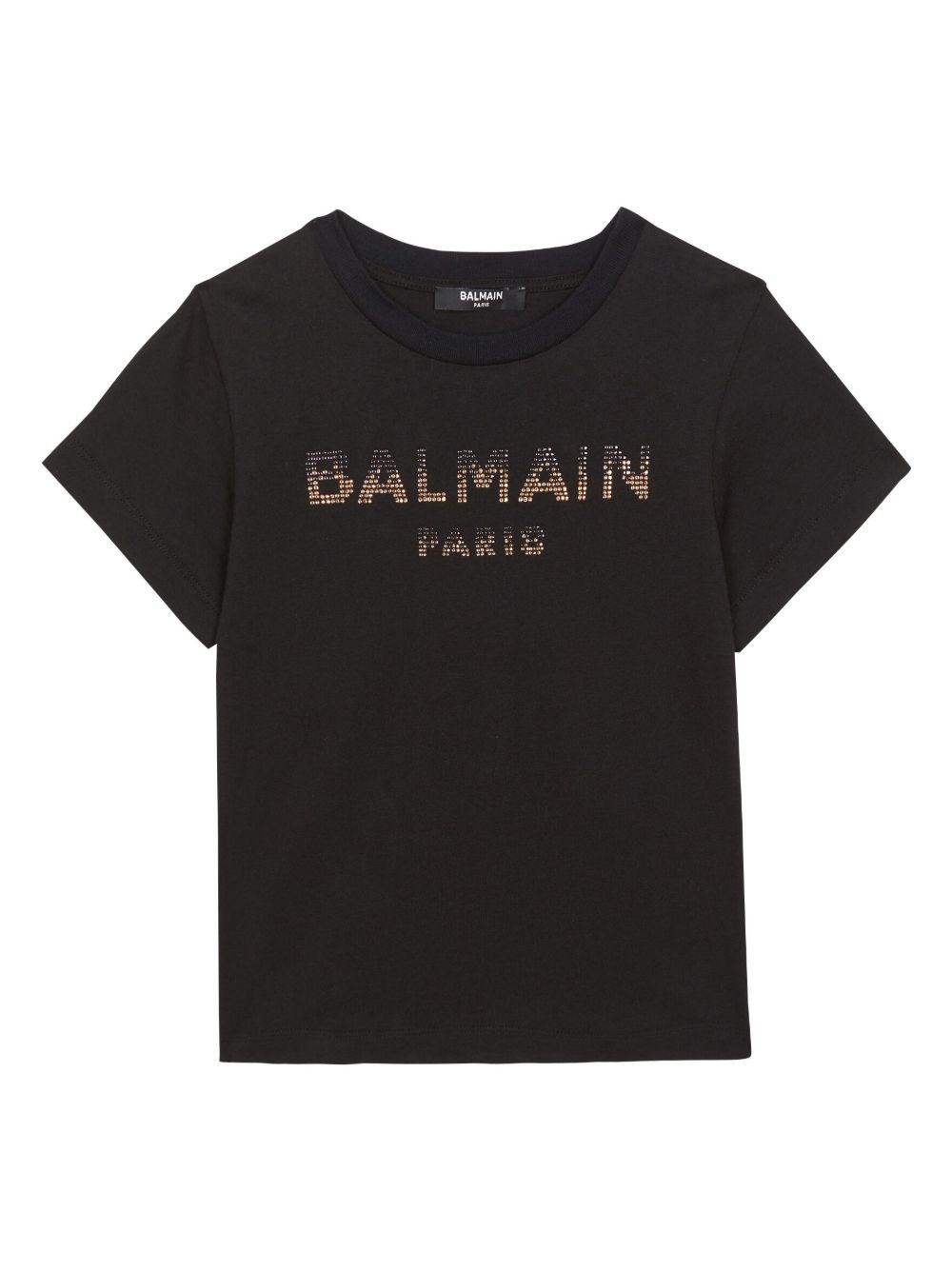 Balmain Kids logo水钻缀饰T恤 - 黑色
