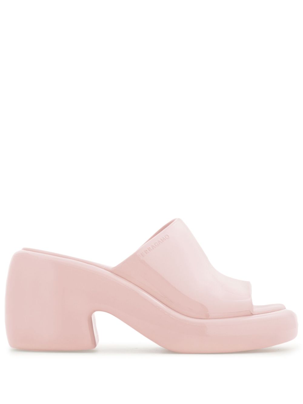 Ferragamo 露趾中跟穆勒鞋 - 粉色