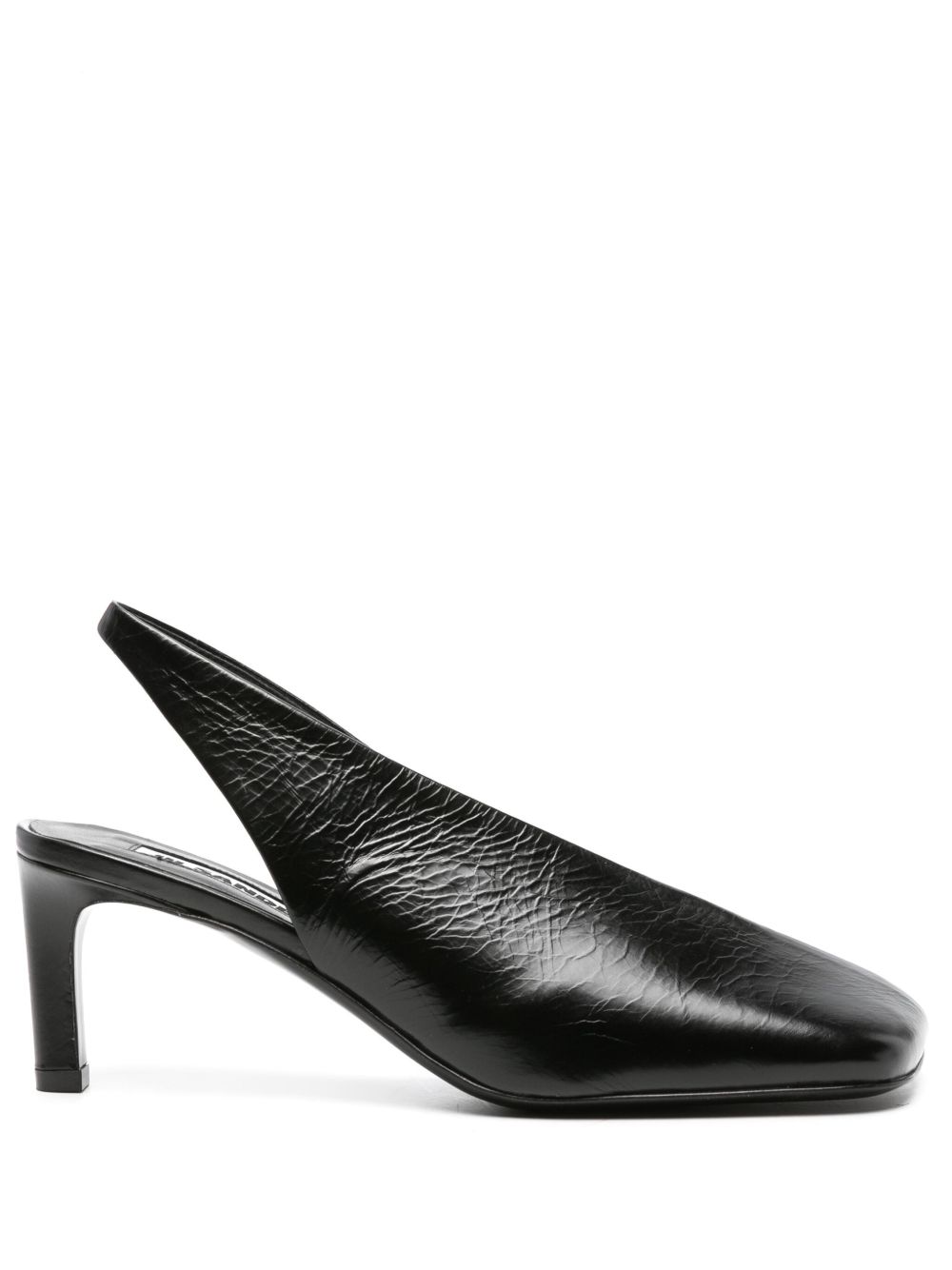 Jil Sander 裹踝皮质中跟鞋 - 黑色