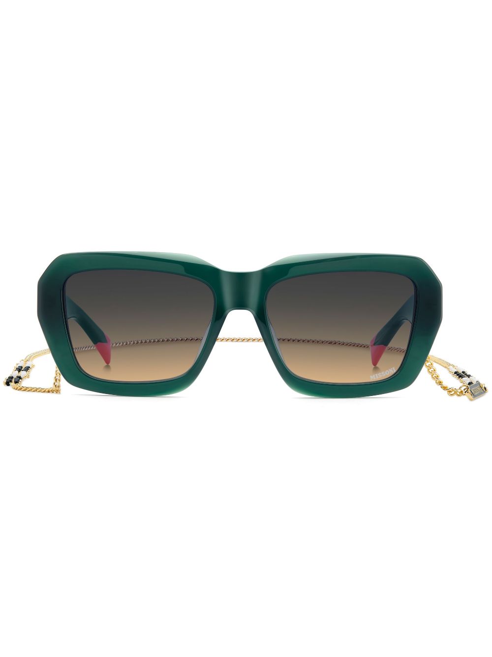 MISSONI EYEWEAR logo雕刻方形太阳眼镜 - 绿色