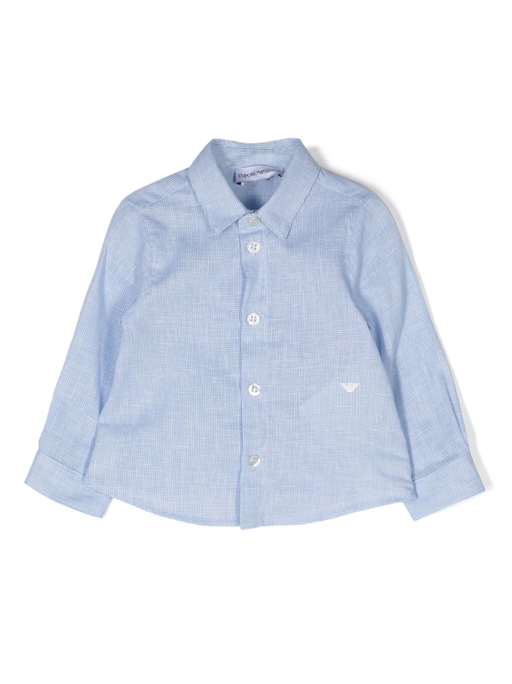 Emporio Armani Kids 经典领排扣衬衫 - 蓝色