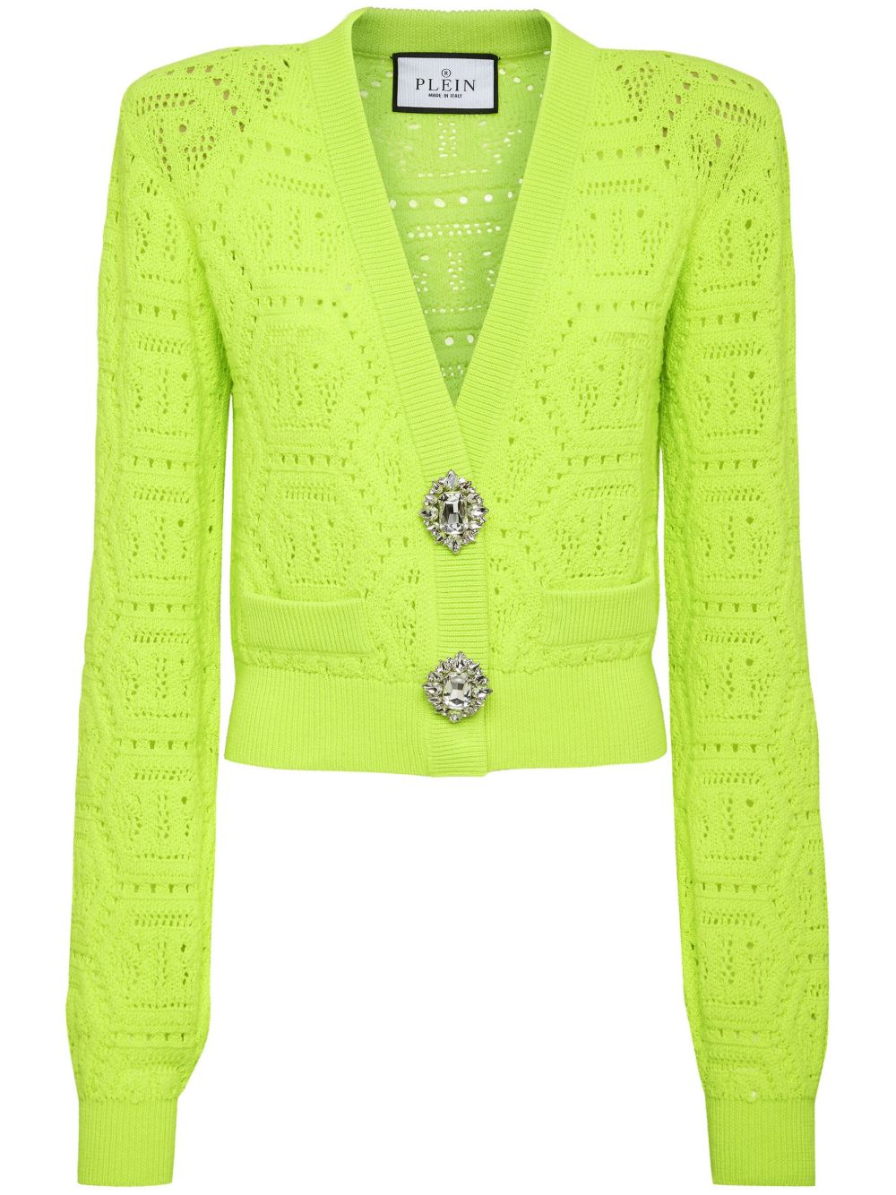 Philipp Plein 经典图案嵌花短款开衫 - 黄色