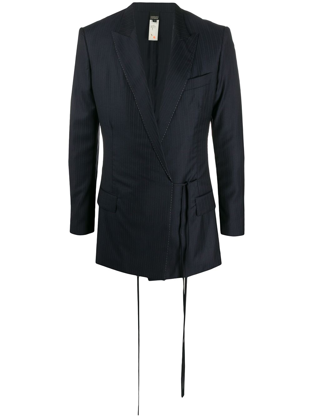 Gianfranco Ferré Pre-Owned 细条纹西装夹克 - 蓝色