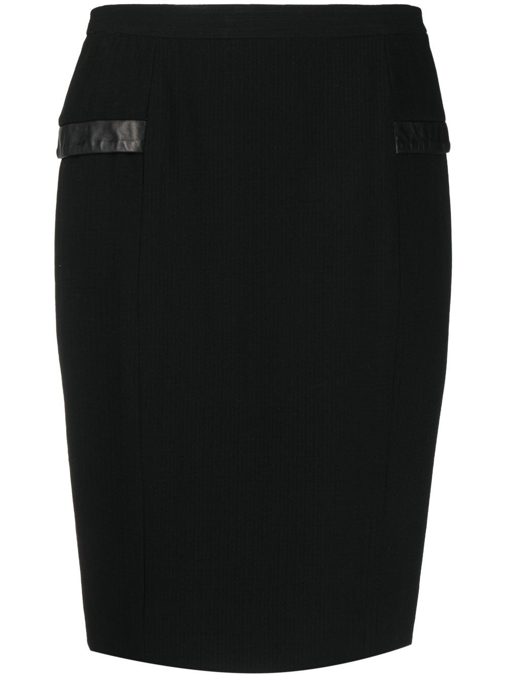 Christian Dior Pre-Owned 皮质边饰铅笔半身裙（2010年代典藏款） - 黑色