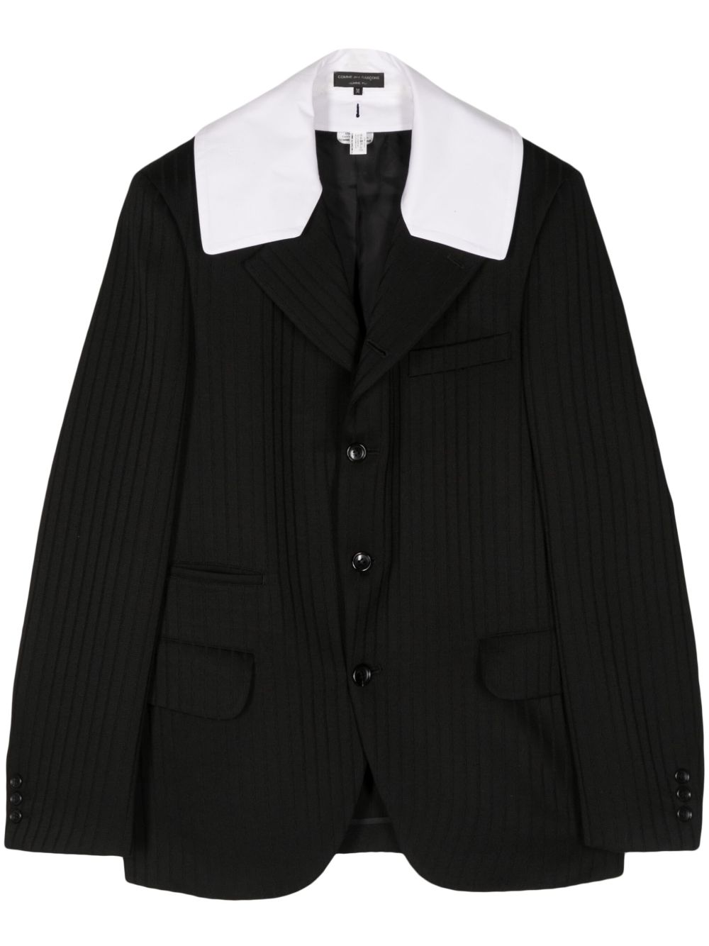 Comme Des Garçons 褶饰单排扣西装夹克 - 黑色
