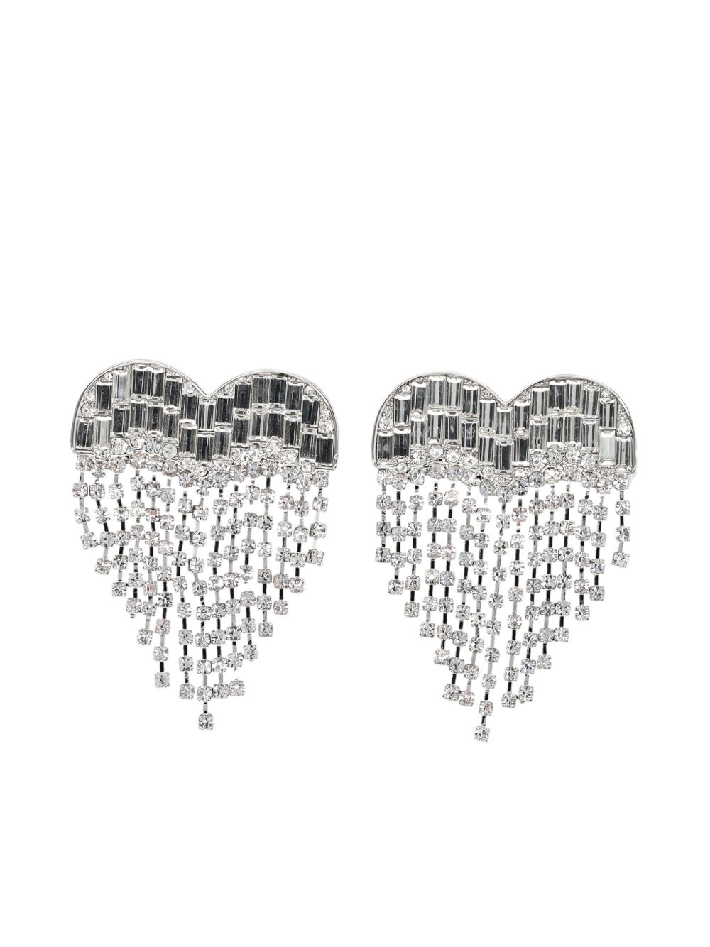 Self-Portrait Crystal Heart 耳环 - 银色