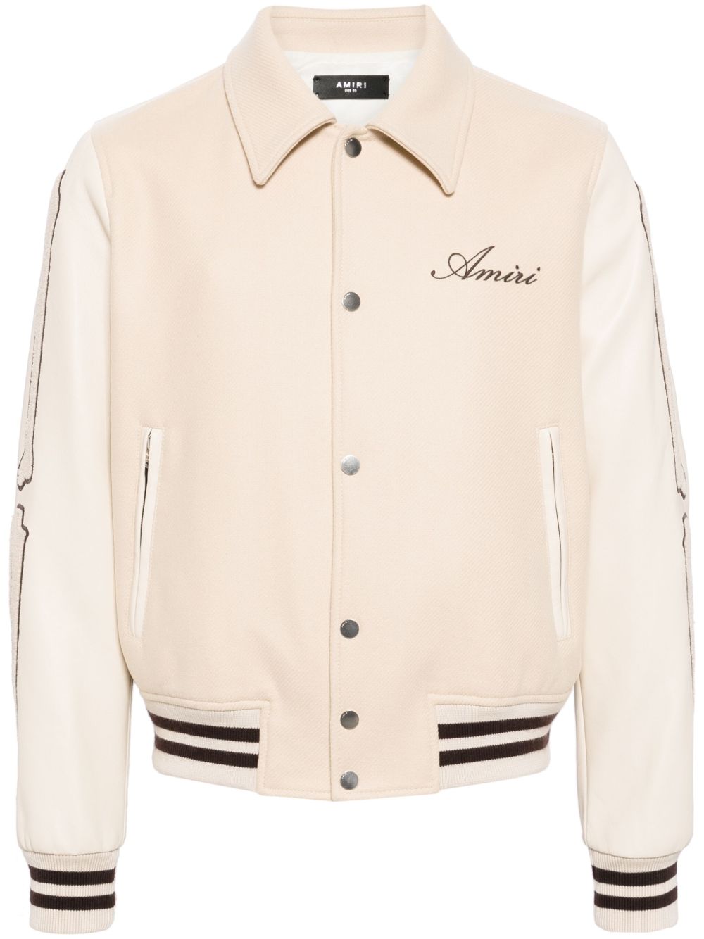 AMIRI Bones appliqué-detail varsity jacket - 中性色