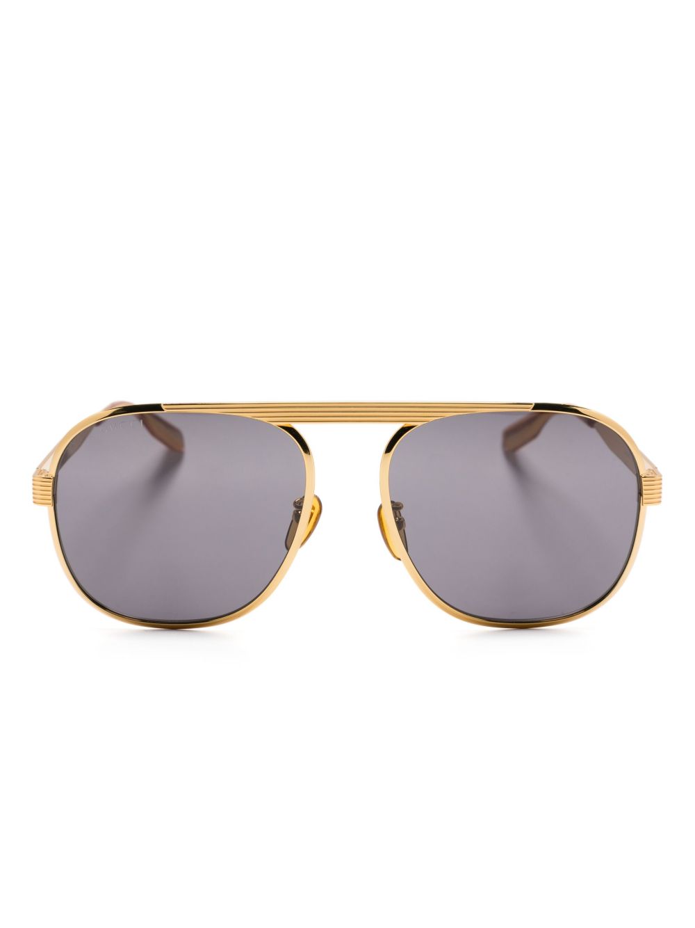 Gucci Eyewear 飞行员镜框太阳眼镜 - 金色
