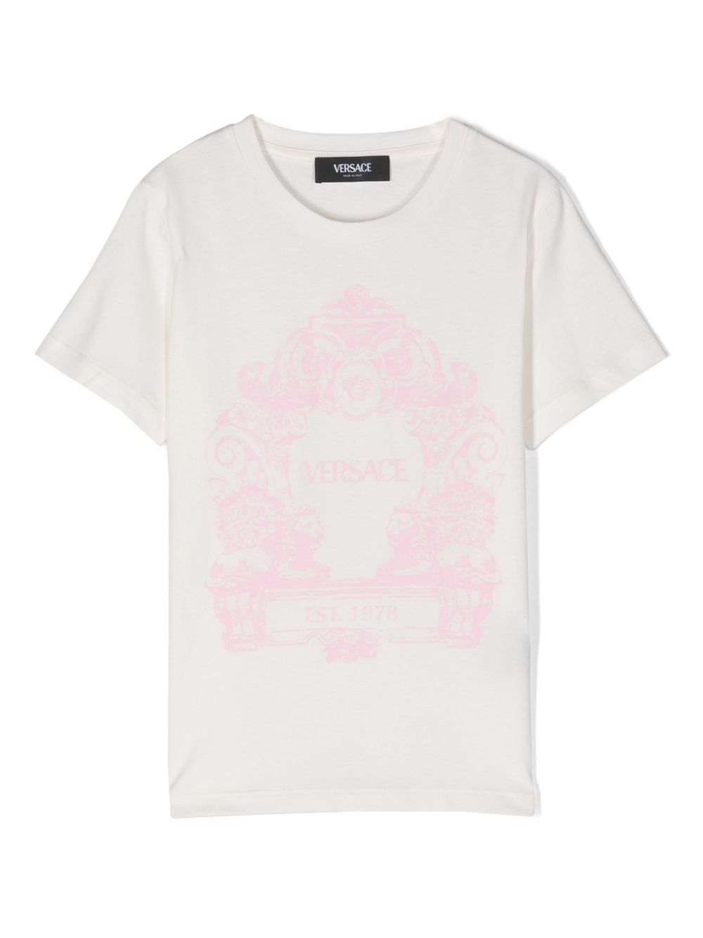 Versace Kids logo印花棉T恤 - 白色