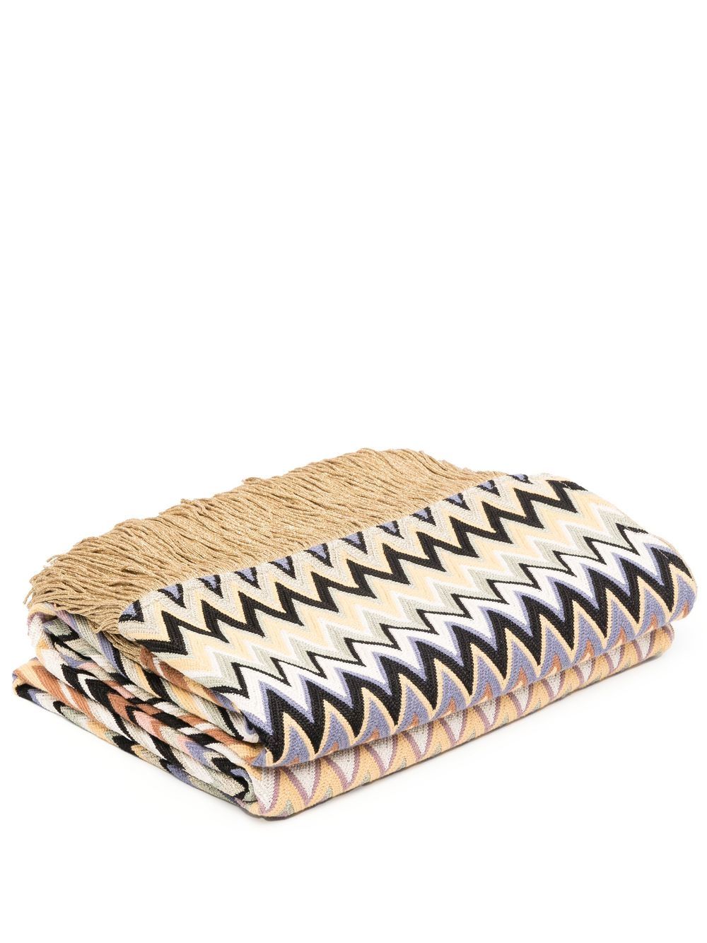 Missoni Home Margot Z字形图案编织床尾巾 - 黄色