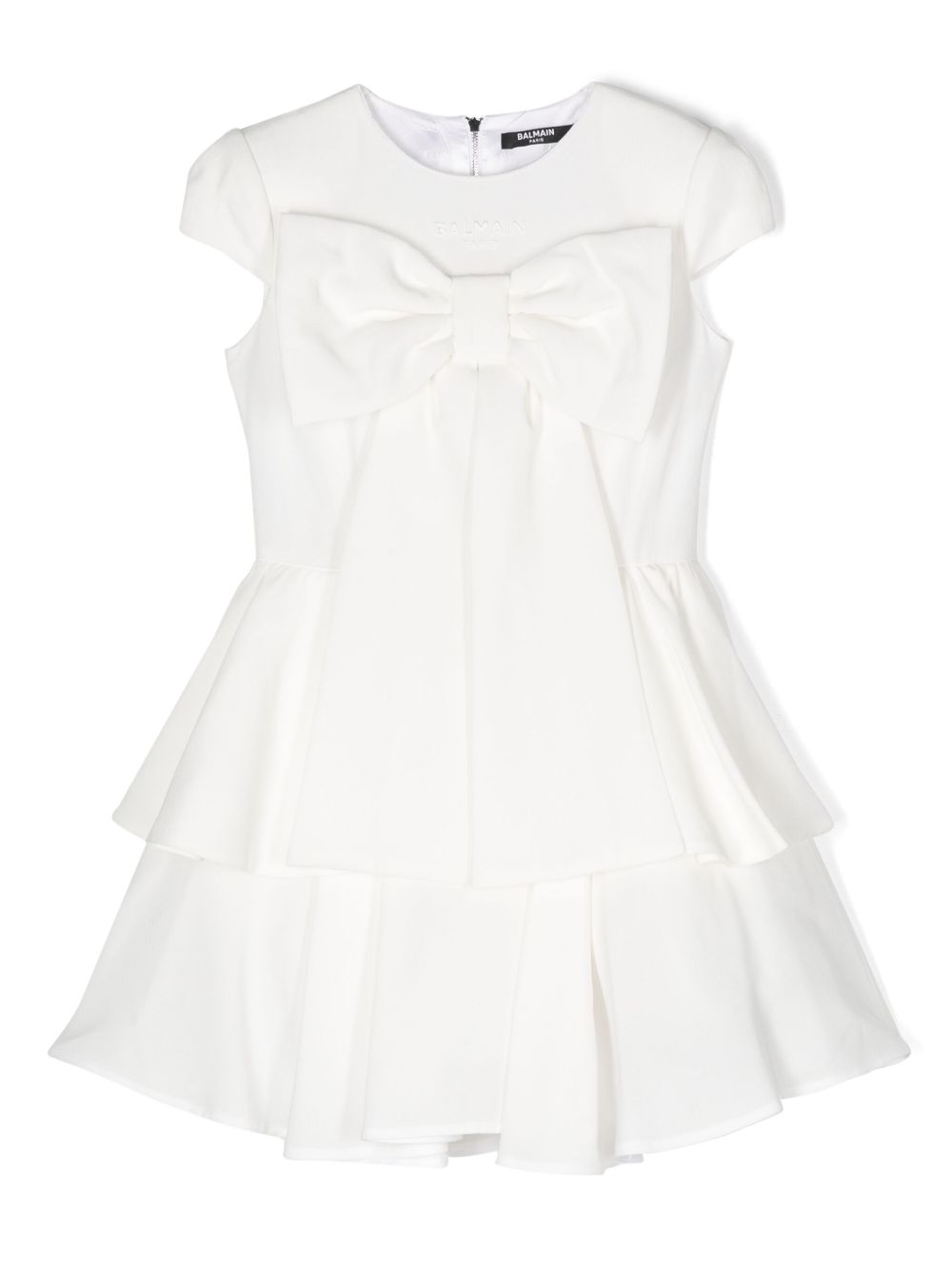 Balmain Kids 结饰细节迷你连衣裙 - 白色
