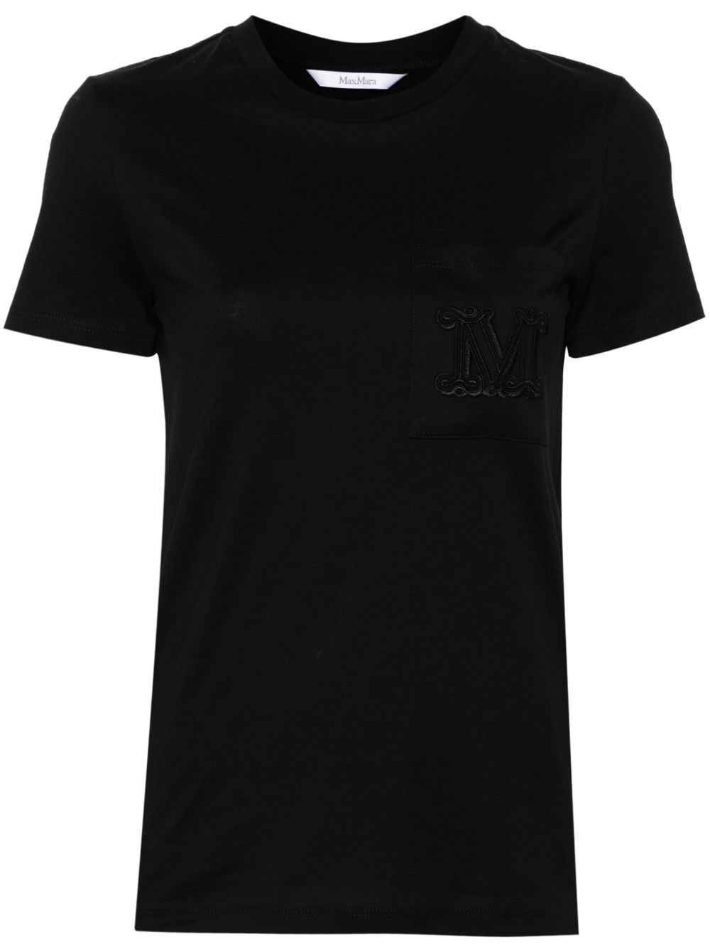 Max Mara logo刺绣棉T恤 - 黑色