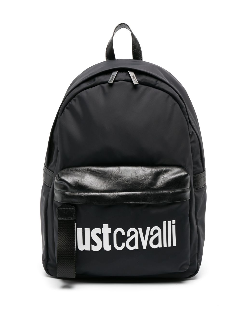 Just Cavalli logo压纹拉链双肩包 - 黑色