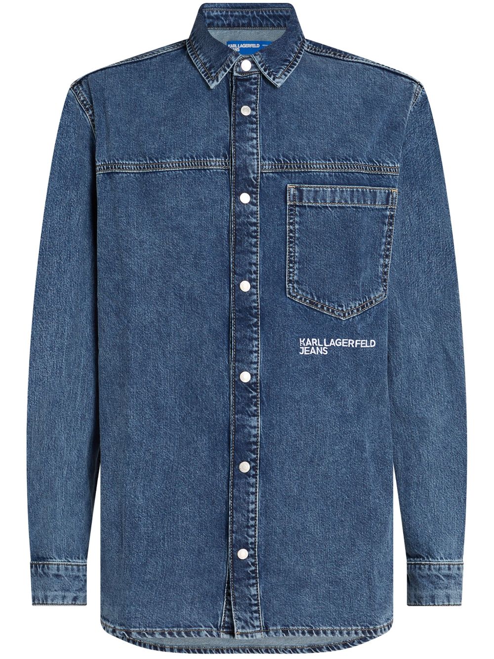 Karl Lagerfeld Jeans 刺绣牛仔衬衫 - 蓝色