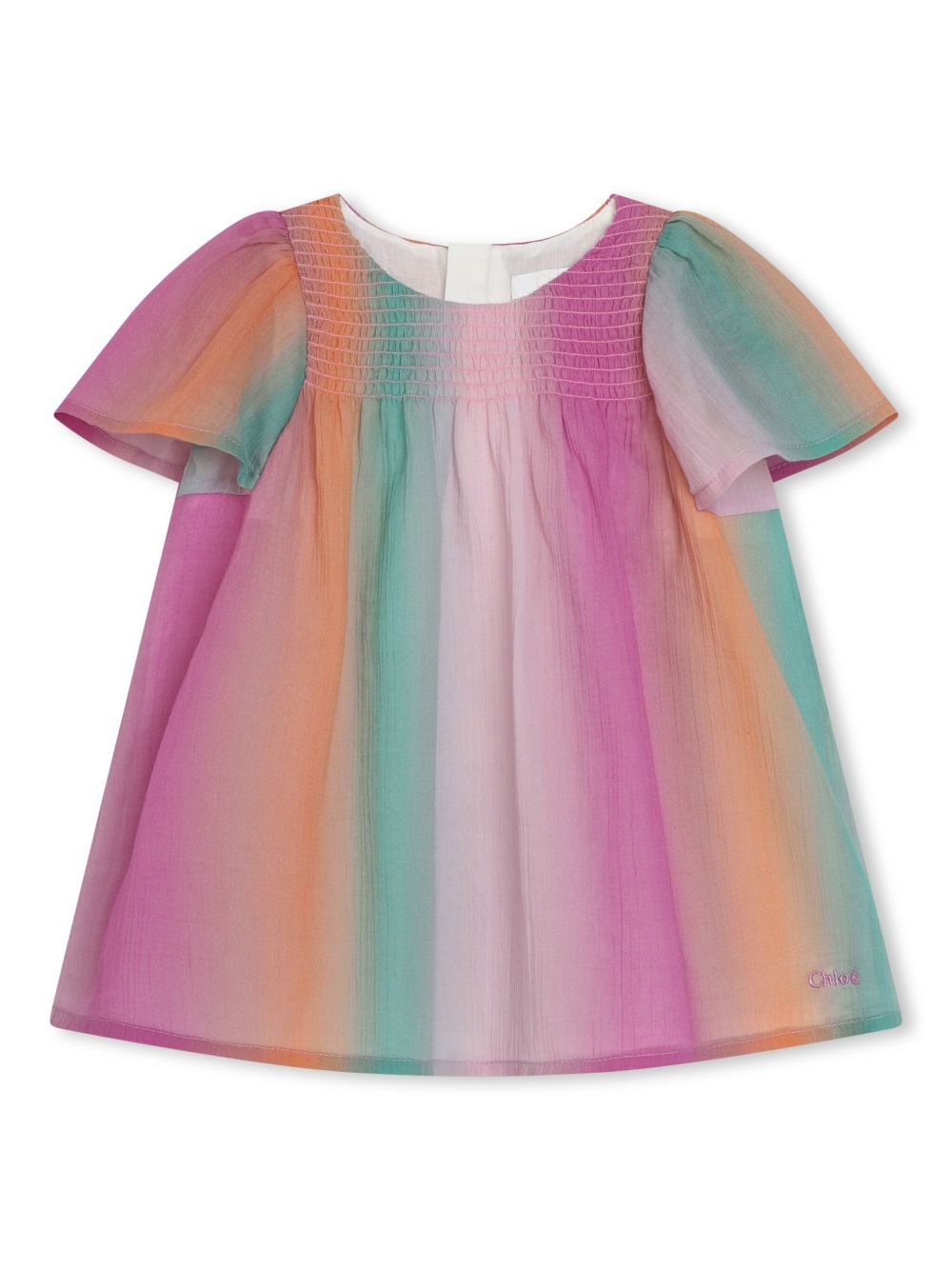 Chloé Kids 渐色效果弹性缩褶连衣裙 - 粉色