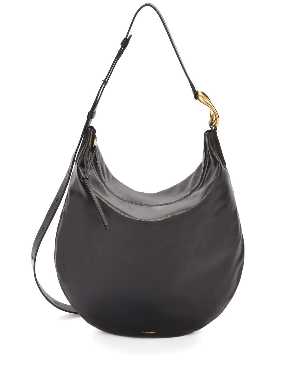 Jil Sander Moon 皮质中号单肩包 - 黑色