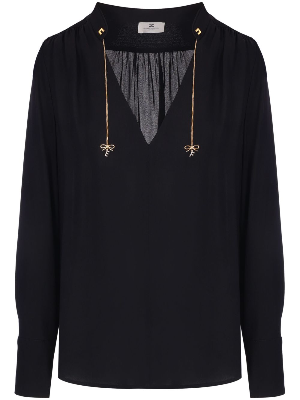 Elisabetta Franchi V-neck crepe blouse - 黑色