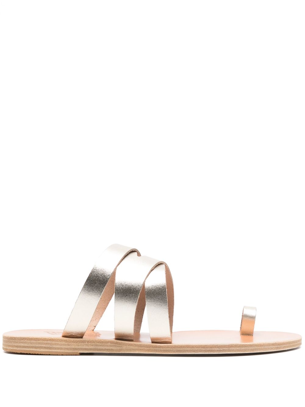 Ancient Greek Sandals Górdia 皮质平底凉鞋 - 金色