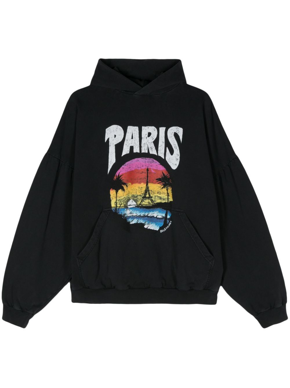 Balenciaga Paris Tropical 棉连帽衫 - 黑色
