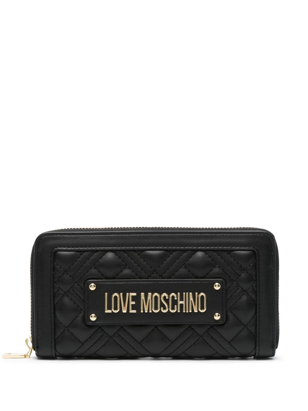 Love Moschino logo标牌绗缝钱包 - 黑色