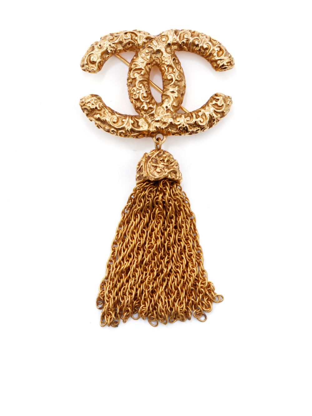 CHANEL Pre-Owned CC logo流苏胸针（1997年典藏款） - 金色