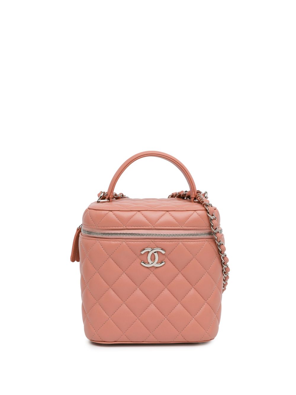 CHANEL Pre-Owned 小羊皮顶置手柄搭链斜挎化妆包（2021-2023年典藏款） - 粉色
