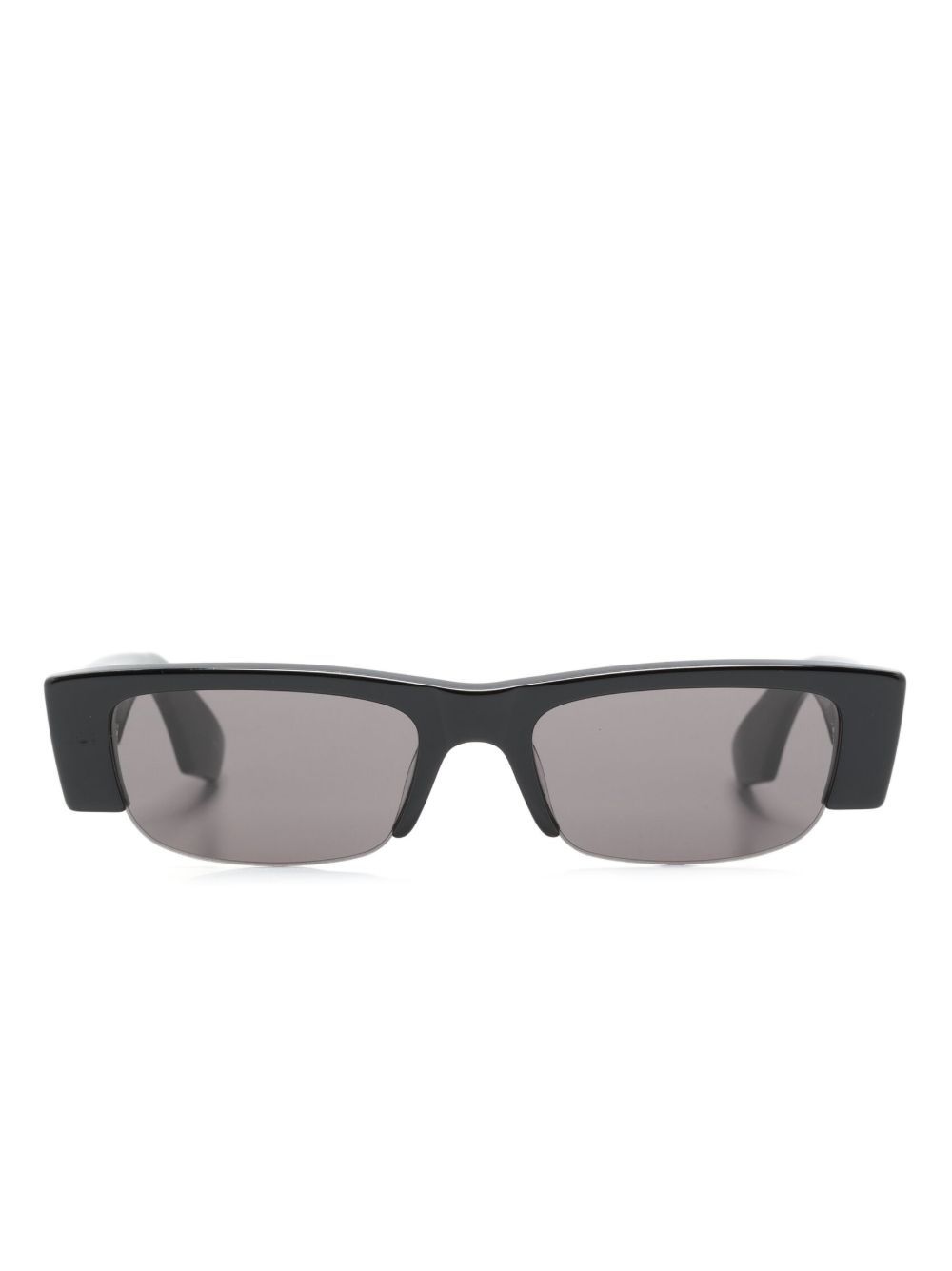 Alexander McQueen Eyewear Graffiti 长方形镜框太阳眼镜 - 黑色