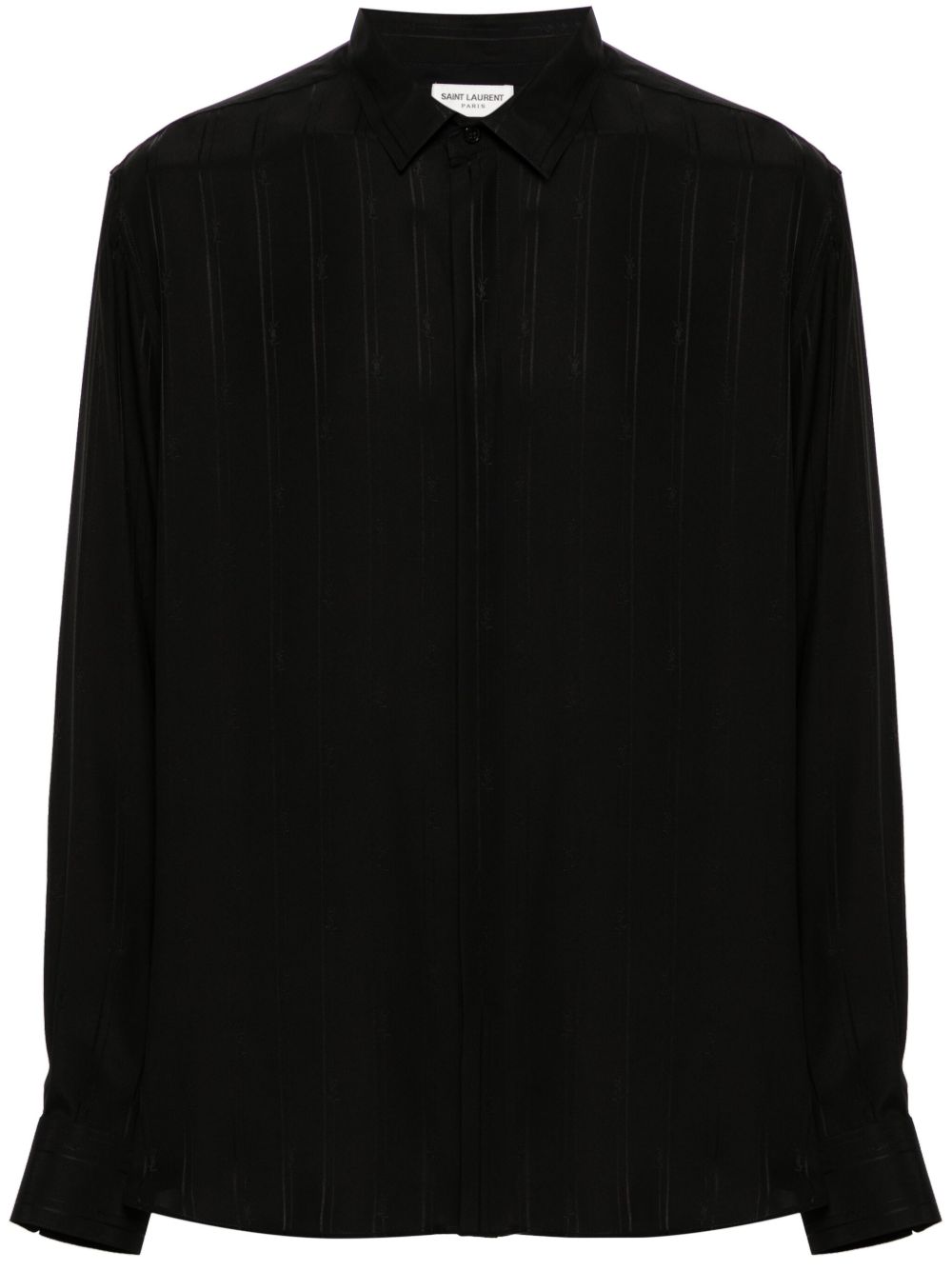 Saint Laurent logo印花真丝衬衫 - 黑色