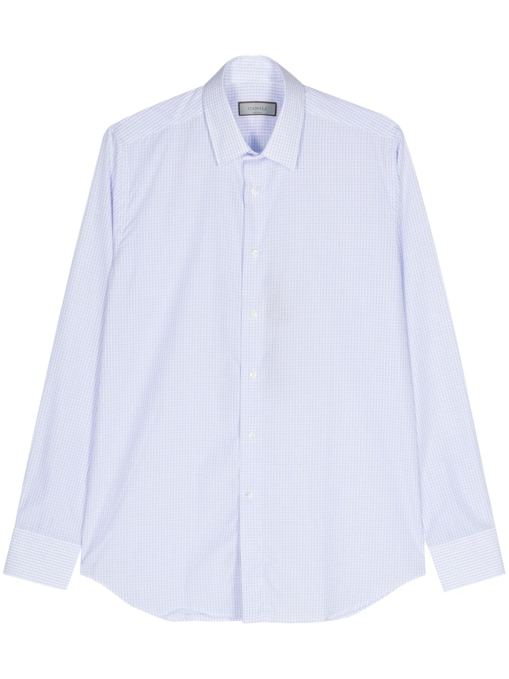 Canali 格纹棉衬衫 - 蓝色