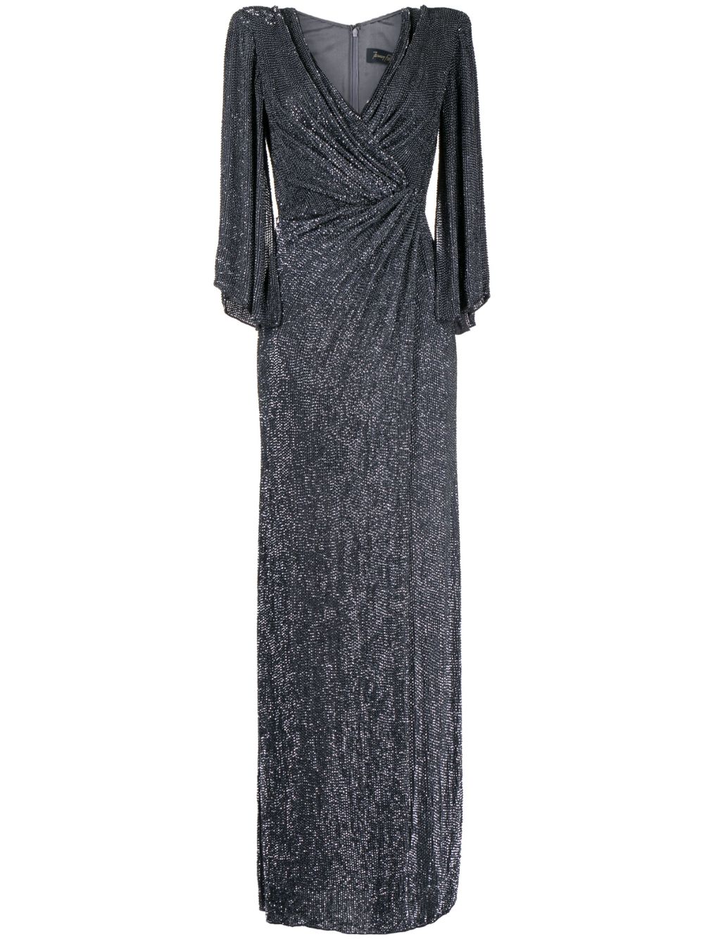 Jenny Packham Luna 铆钉缀饰垂坠礼服 - 银色