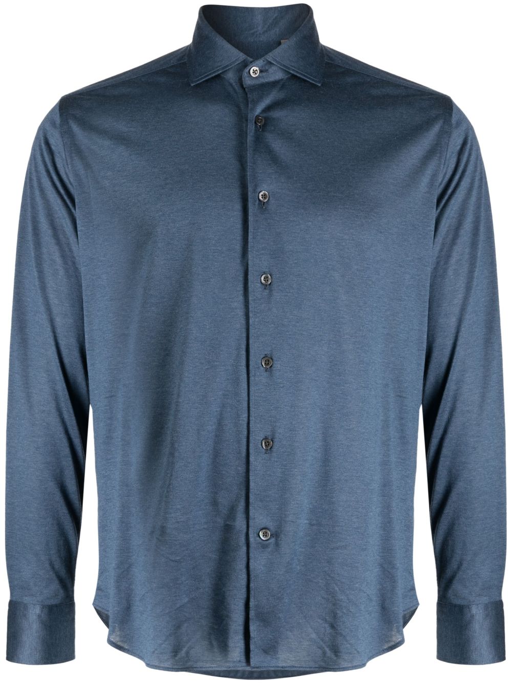 Corneliani 宽领棉衬衫 - 蓝色