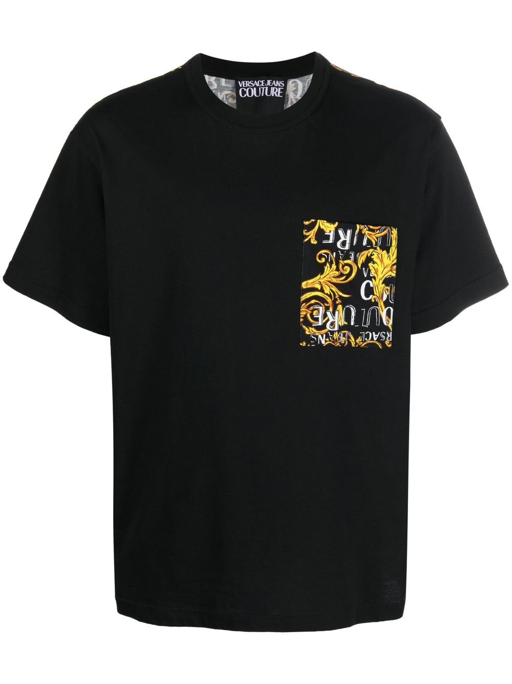 Versace Jeans Couture 巴洛克图案印花细节T恤 - 黑色