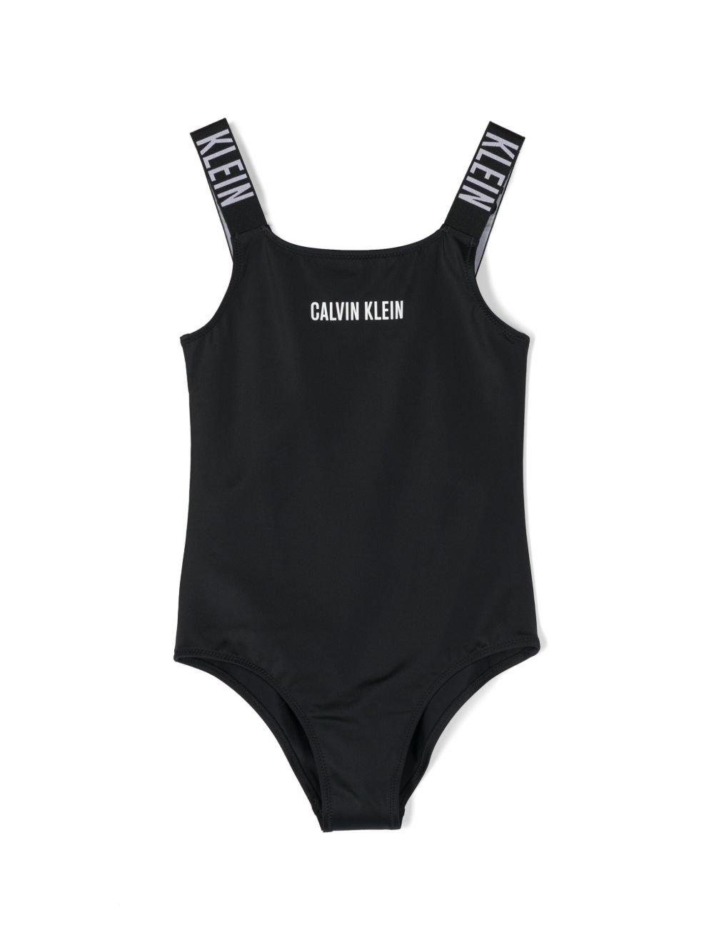 Calvin Klein Kids logo印花连体泳衣 - 黑色