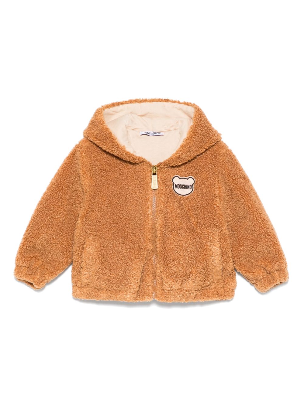 Moschino Kids 人造皮毛一体夹克 - 褐色