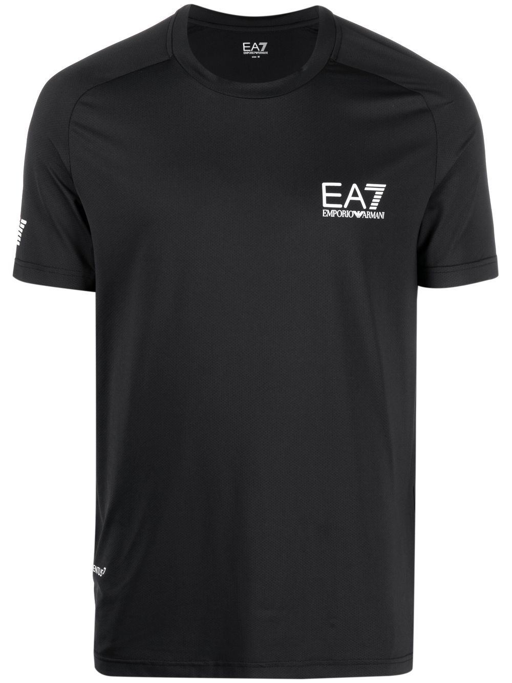 Ea7 Emporio Armani logo印花棉T恤 - 黑色