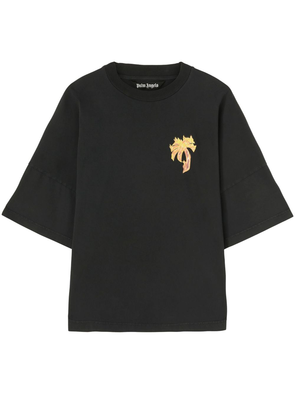 Palm Angels logo印花棉T恤 - 黑色