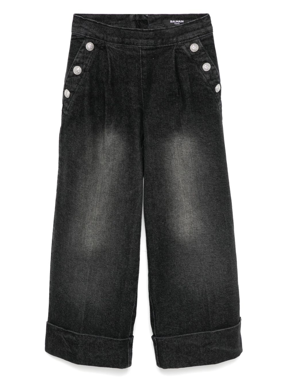 Balmain Kids 阔腿牛仔裤 - 黑色